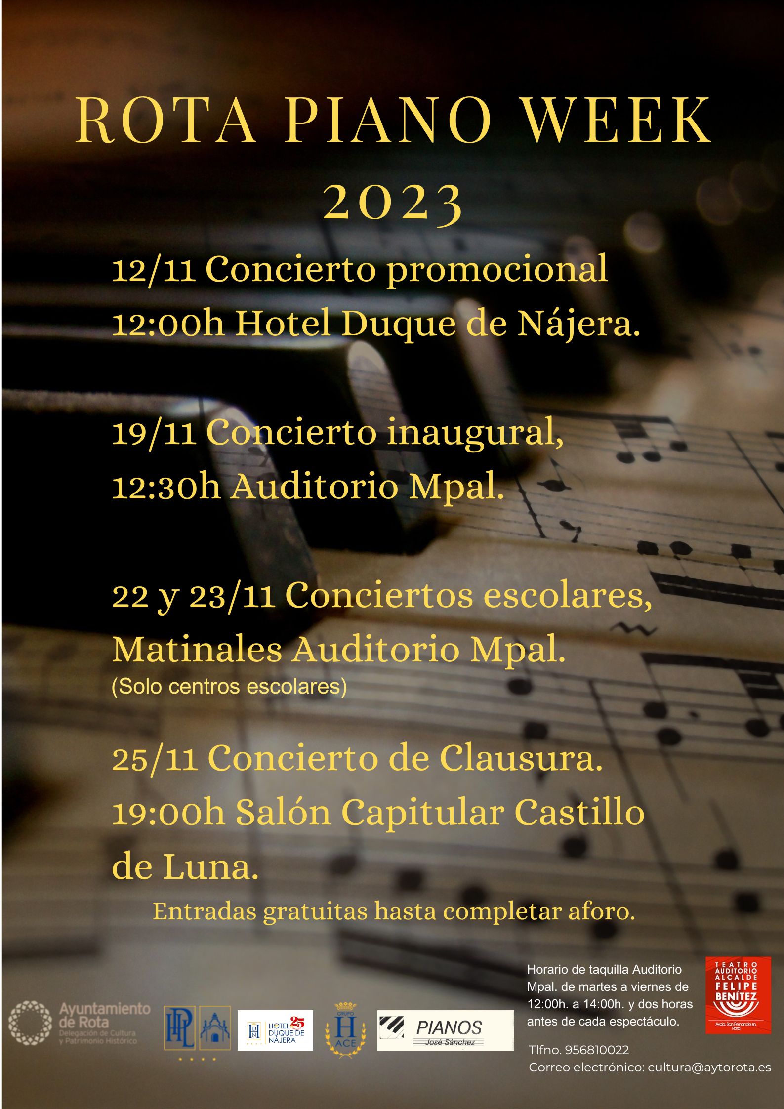 La VI Rota Piano Week se clausura este sábado con un concierto gratuito